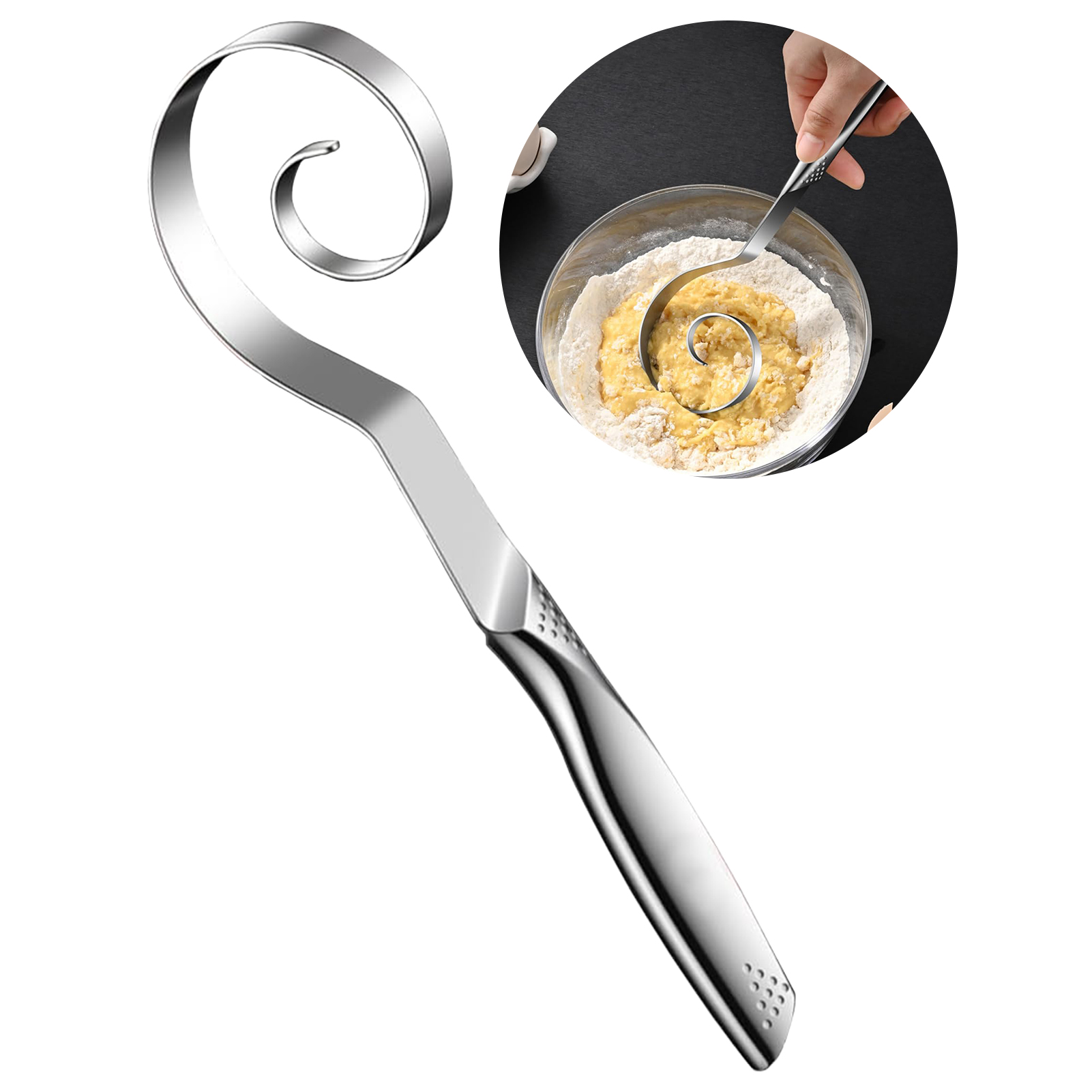 Danish Pancake Pan - 덴마크식 반죽 거품기 스테인리스 스틸 핸드헬드