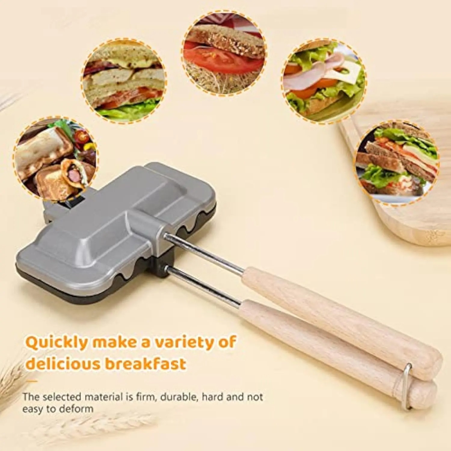 Hot Dog Press - 아침식사 샌드위치 메이커, 4W1H 샌드위치 메이커,