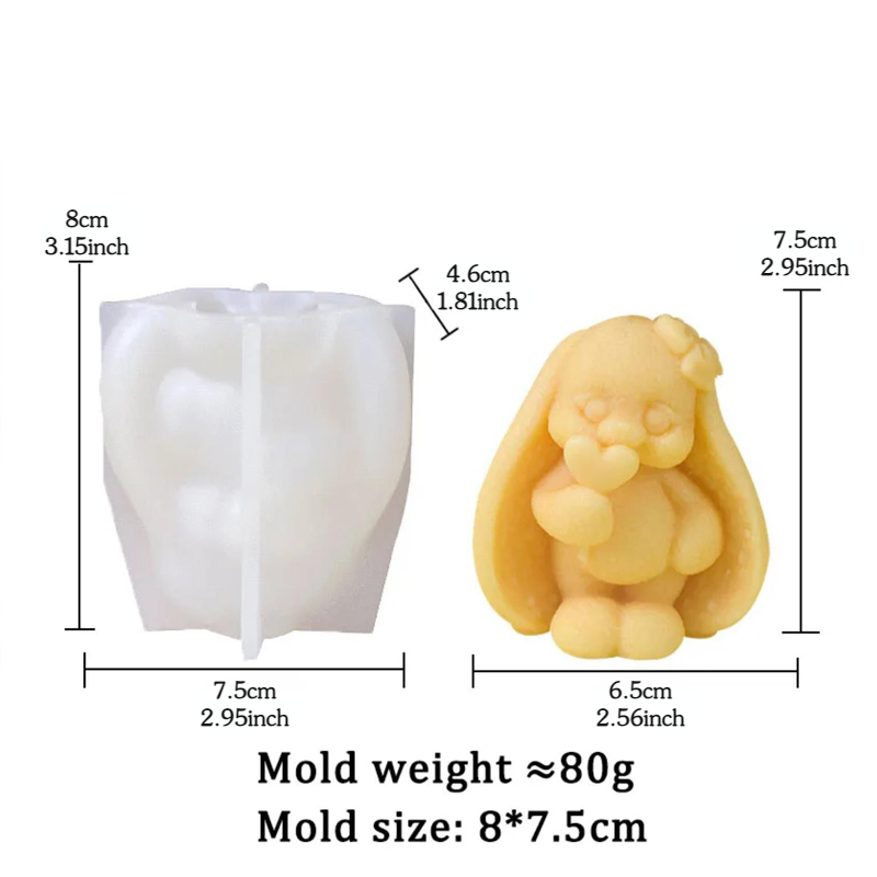 3D 긴 귀가 달린 토끼 실리콘 금형 DIY 토끼 양초 - Bunny Cake Mold 리뷰 및 가격