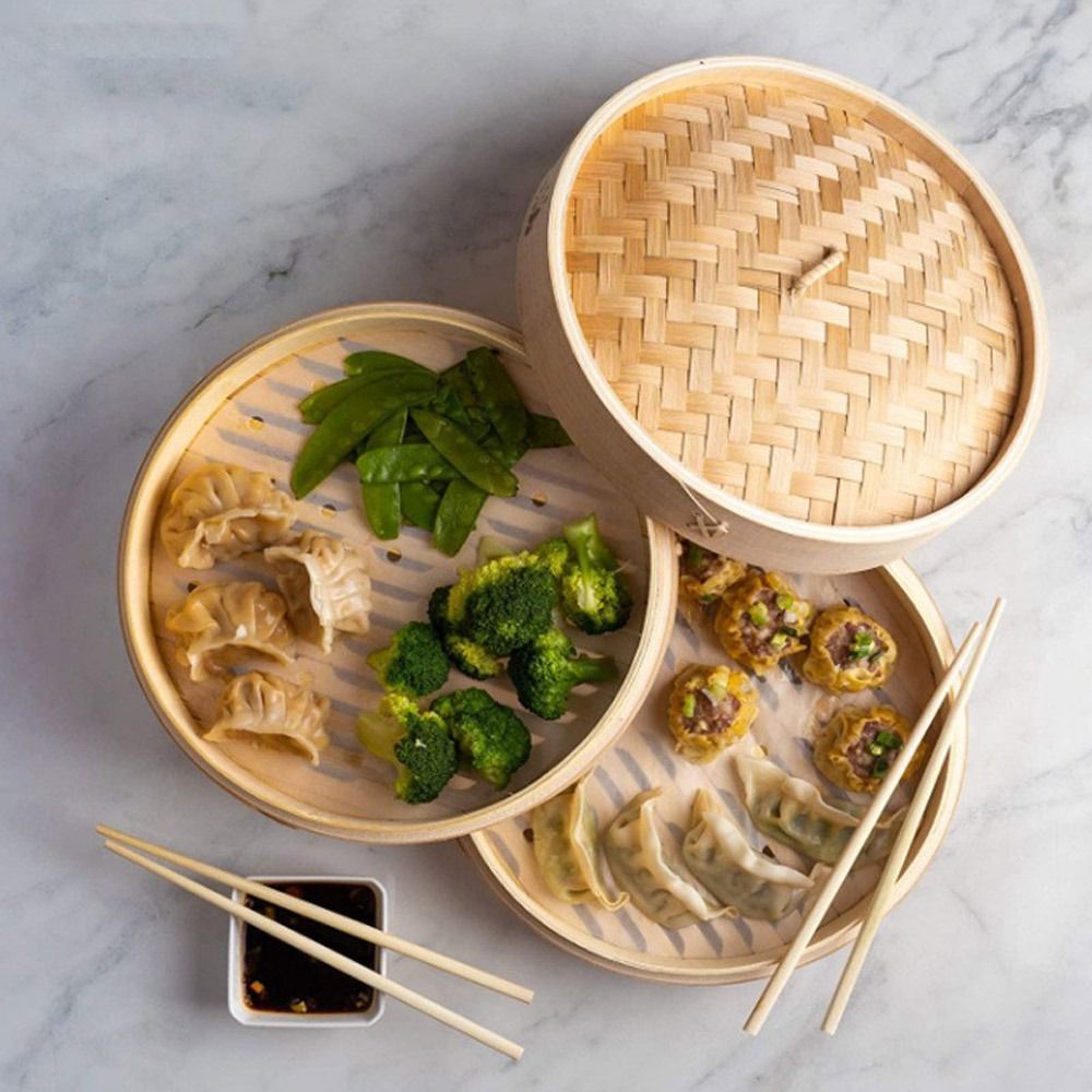 중국식 찜기 뚜껑이 있는 대나무 찜기 딤섬 요리용 찜기 - Bao Steamer Bamboo 리뷰 및 가격